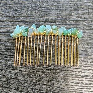 Elegant Green Aventurine Stone Hair Comb